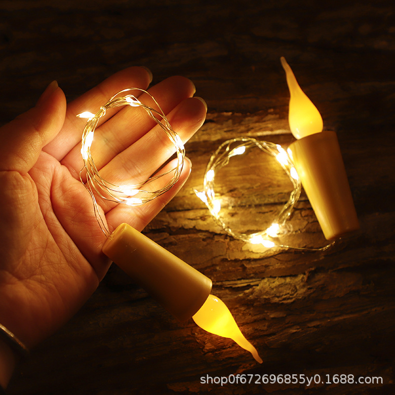 Luz de tapón de botella de vela LED transfronteriza con luz intermitente de alambre de cobre de botella de vino tinto lámpara de decoración de vacaciones de cumpleaños lámpara de alambre de cobre estrella
