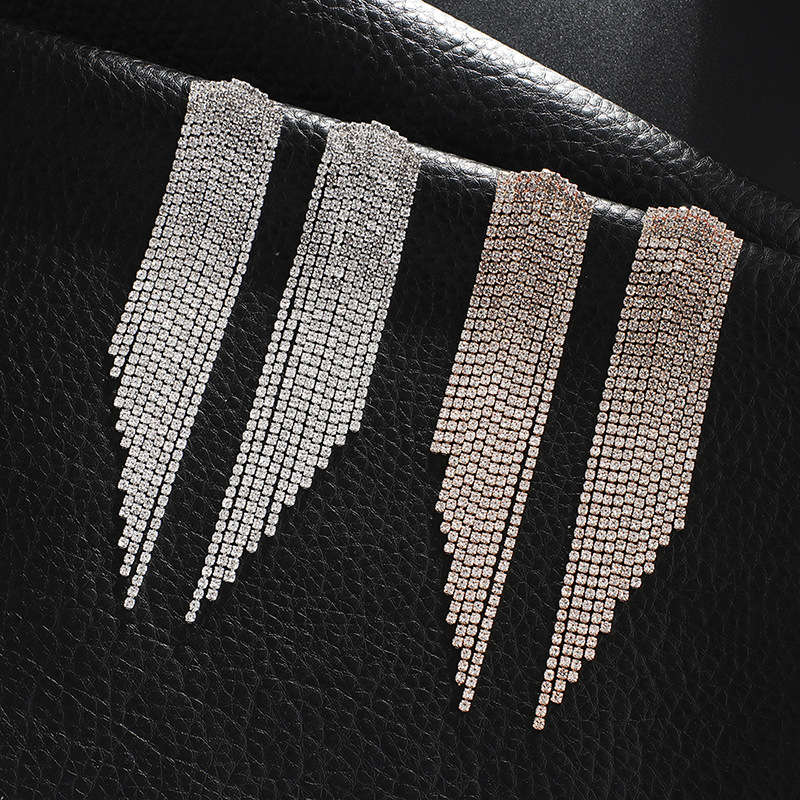 流行饰品水钻爪链长流苏耳环新娘舞台大气耳饰厂家批发E750|ms