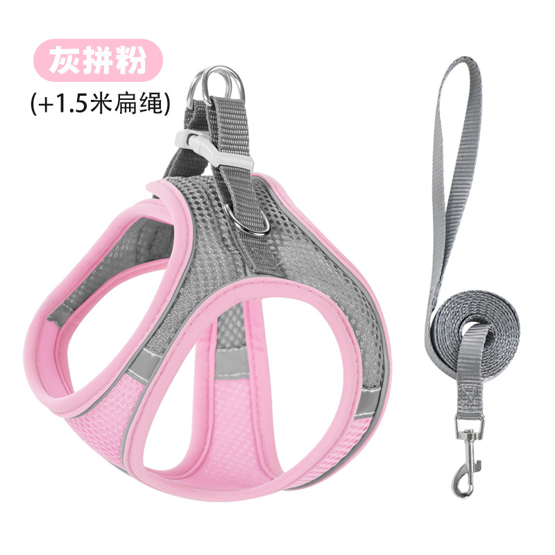 Nuevo chaleco con correa para mascotas, arnés reflectante para gatos y perros, cuerda para caminar para gatos, suministros para mascotas, fuente en stock