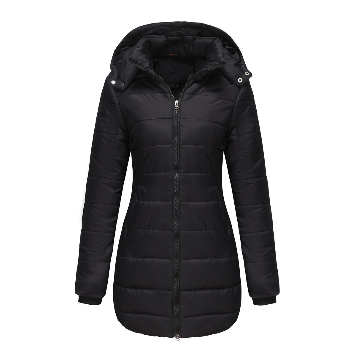 Abrigo de invierno para mujer con capucha extraíble parka impermeable_voghion.com