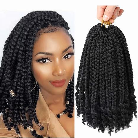 Cross-Border African Three-Strand Braids with Curly Ends, Synthetic Fiber Box Braids with Three Strands Braided on Top and Wrapped on the Bottom