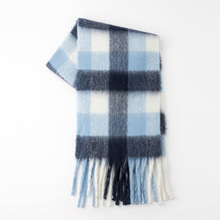 跨境工厂直发仿羊绒格子围巾女士冬季加厚保暖流苏围巾加大披肩