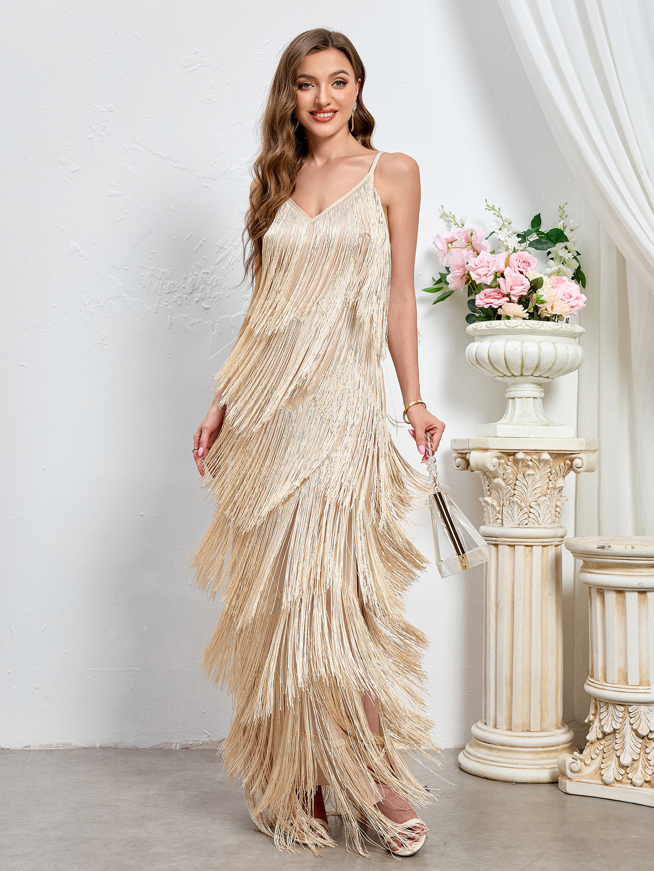 Comercio exterior nuevo vestido de mujer sin mangas sexy banquete vestido largo europeo y americano nuevo vestido de banquete