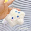 White blue bow + squeak (silver bead chain)