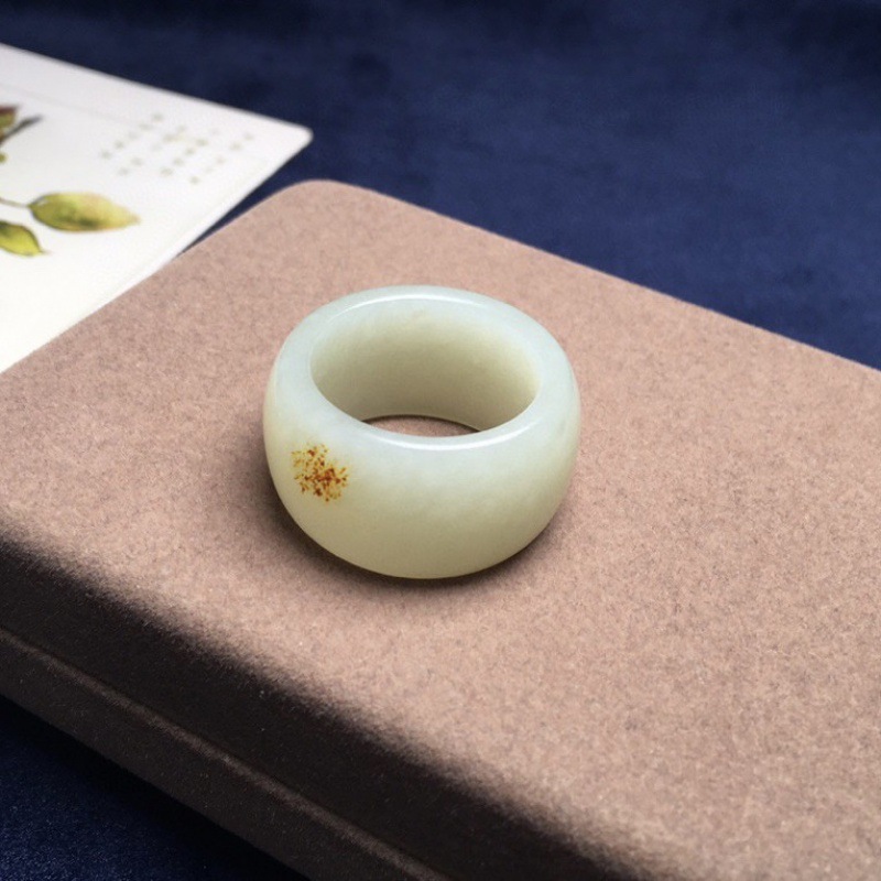 H Xinjiang Nephrite  Redskins White jade Seed material Ring Jade pull that Ring Jewellery Collection 21.5 I circle