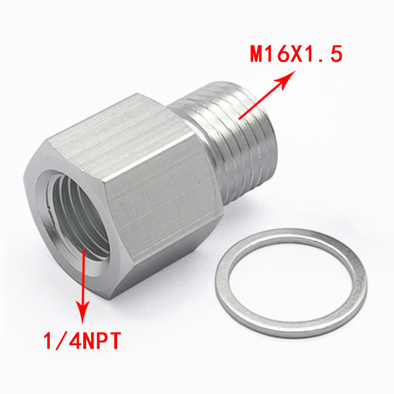 Modificación del automóvil M16 * 1.5 rosca externa a 1/4 NPT rosca interna ls adaptador de presión de aceite conector