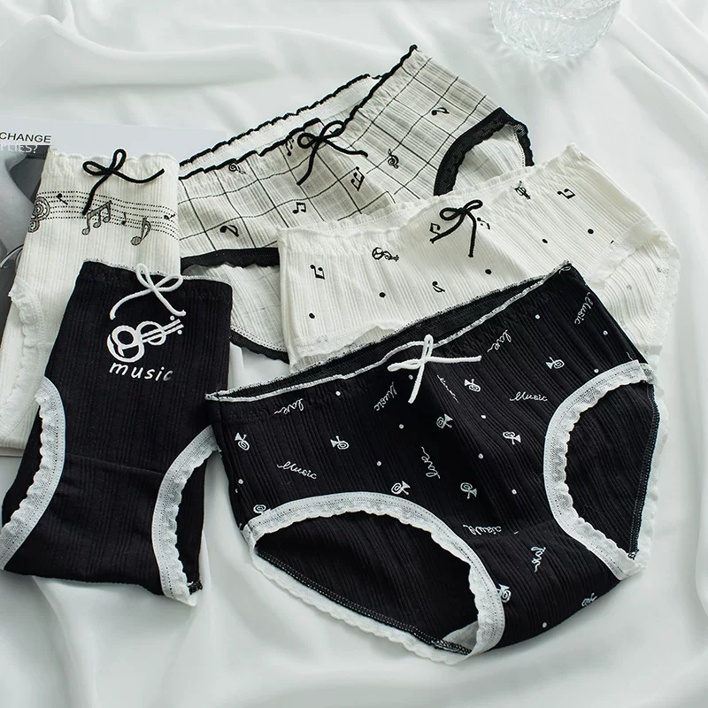 Demi-season pants, black cotton cartoon trousers, knitted underwear, plus size, mid rise