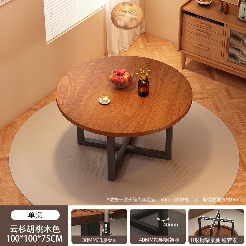 [x-shaped steel frame table legs-walnut color] 100*100*75
