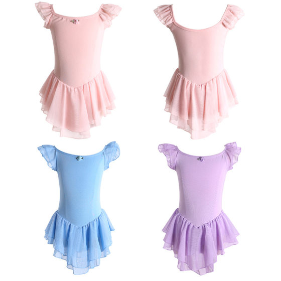 Dance clothes children's girls' summer short-sleeved practice clothes dancing clothes children's gymnastics clothing Chinese ballet skirt