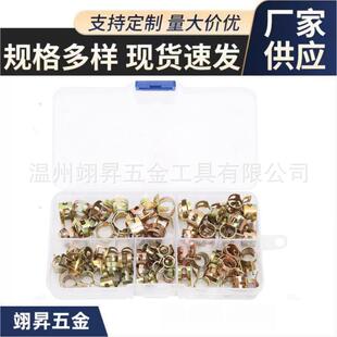Cross-Border Wholesale 115Pcs Boxed 15 Sizes 6-22Mm/Spring Hose Clamp Water Pipe Air Pipe Clamp Fasteners