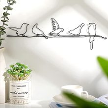 跨境亞馬遜金屬裝飾極簡牆飾鐵藝鐵線工藝品鳥掛件鐵絲鳥牆體掛飾