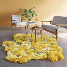 EU89纯手工圆形苔藓森林羊毛地毯客厅卧室床边地毯可爱轻奢客厅毯