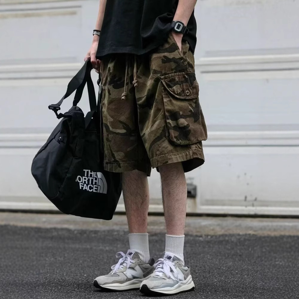 Men's Camouflage Multi-Bag Overalls Summer New Cotton Loose plus size Outdoor Wear-Resistant Multi-Bag Casual Pants