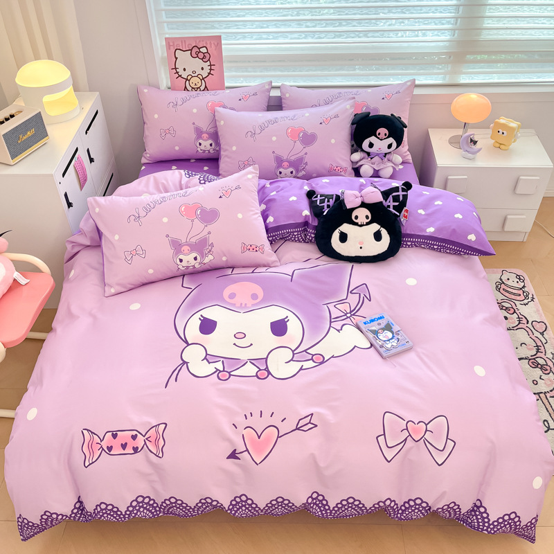 美楽蒂純綿ベッド4点セットのクロミアニメ純綿学生寮3点セットのベッドカバーkt