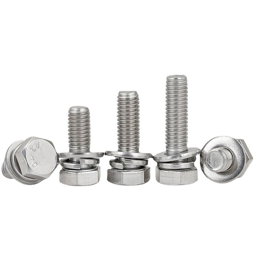 304 stainless steel external hexagonal three-piece combination screw M6M8|M10|M12 hexagonal three-piece screw set combination screw