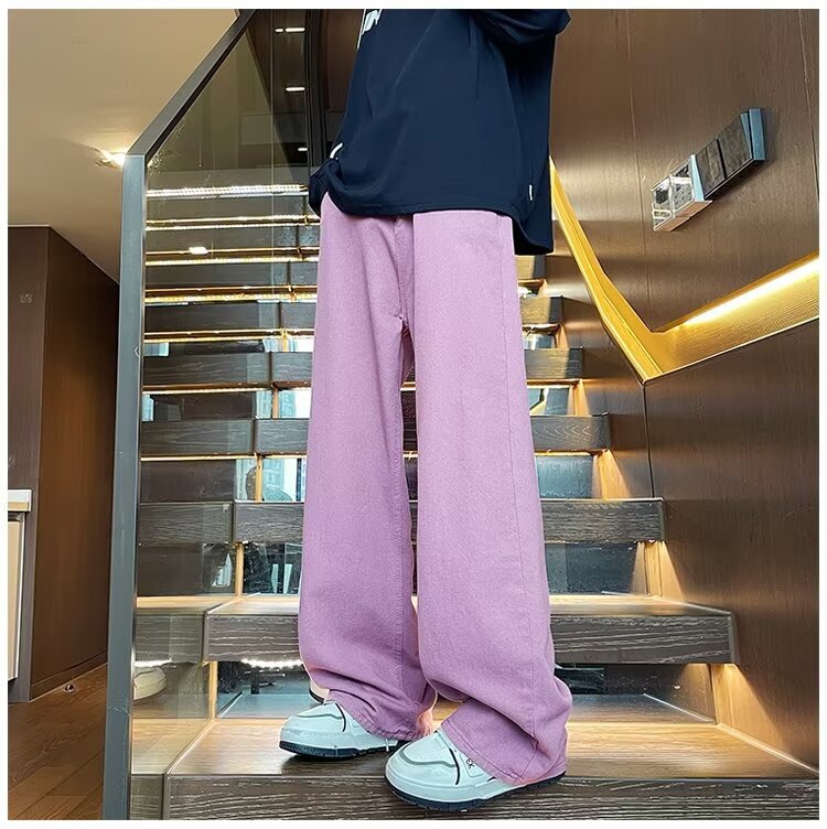 Dark Purple Pants Boys Summer Thin American Style Trendy Brand Jeans cleanfit Straight Tooling Trousers Wear-resistant