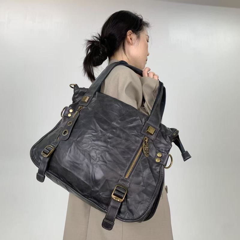 跨境专供女士Y2K街头褶皱个性托特包大容量复古千禧辣妹单肩包|undefined
