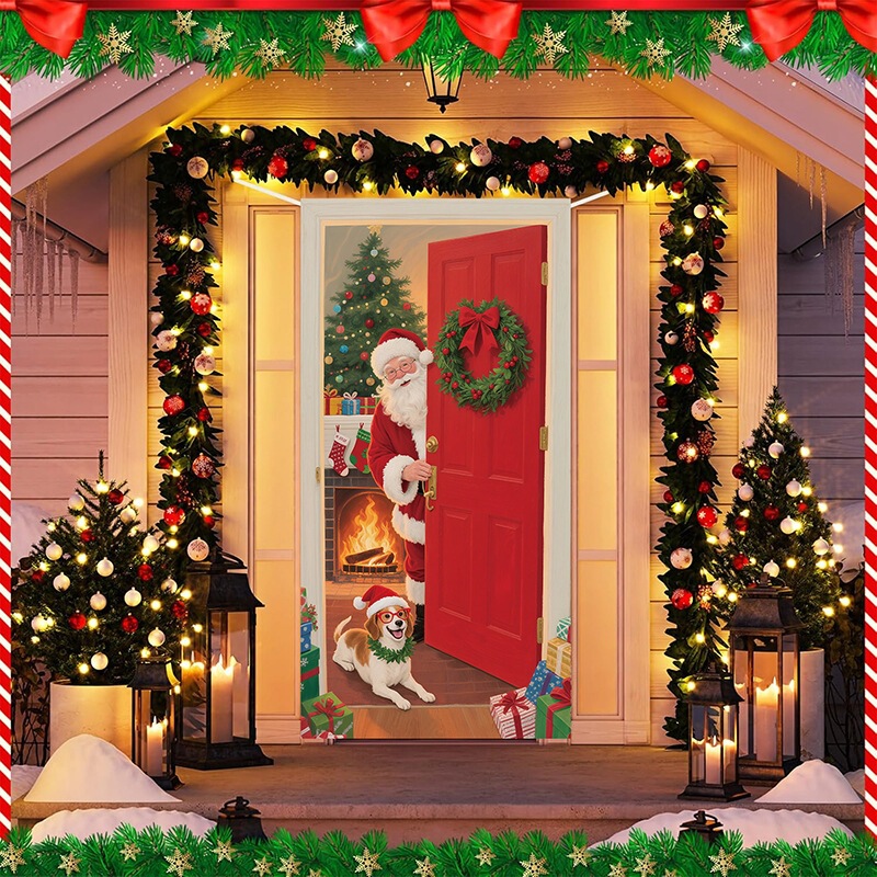 Amazon's Best-Selling Christmas Door Curtain and Door Flag, High-Definition Digital Printing, Outdoor Festive Atmosphere Decoration Background Cloth Amazon's Best-Selling Christmas Door Curtain and Door Flag, High-Definition Digital Printing, Outdoor Festive Atmosphere Decoration Background Cloth