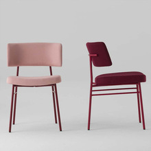 意式餐椅设计感家用化妆椅休闲轻奢椅子靠背咖啡厅简约红色吧台椅