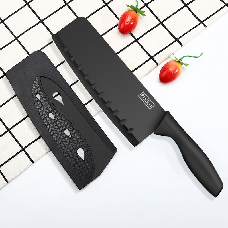 검은 강철 부엌 칼 + 칼 소매