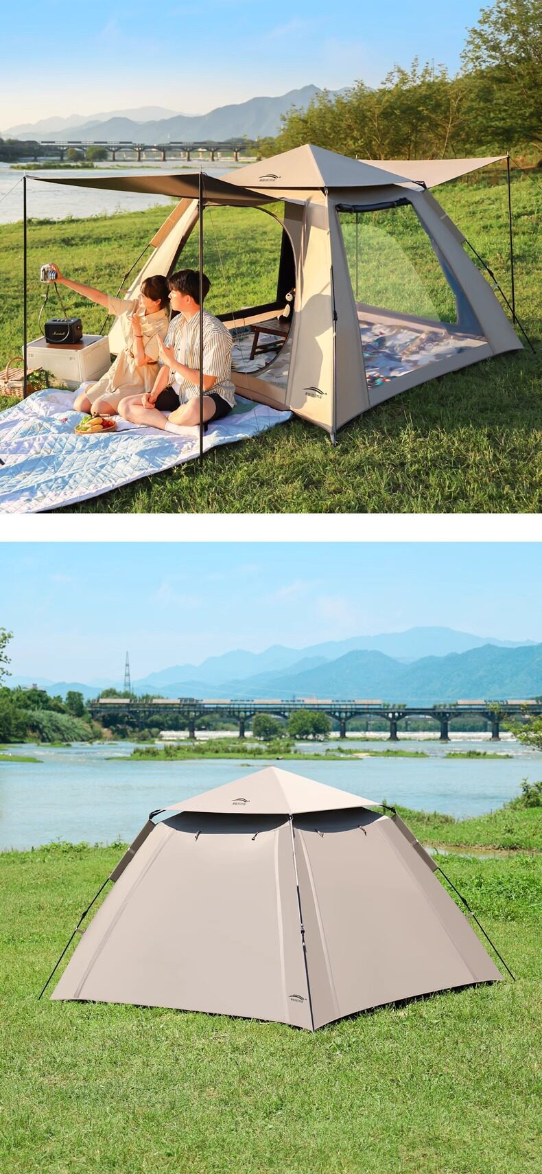 Outdoor Folding Portable Automatic Quick-Opening Thickened Rainproof and Sunproof Tent for Park Camping and Picnic Camping Equipment