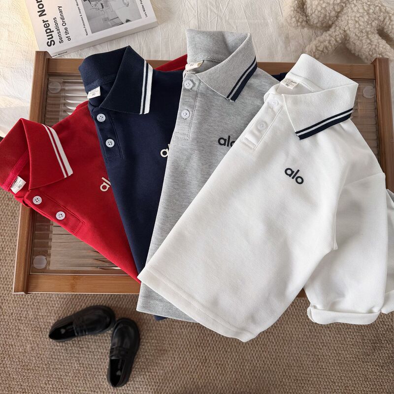 【Mountain View】Children's Polo Shirt 2026 Autumn New Model Boys and Girls Embossed Lapel Polo Shirt Kidsren's Clothing T-Shirt