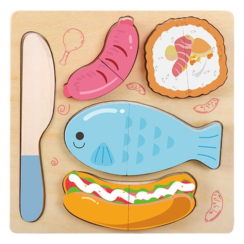 2-3 años bebé rompecabezas Montessori Educación Temprana rompecabezas jugar casa juguetes de los niños magnéticos de verduras y frutas CORTE DE MÚSICA