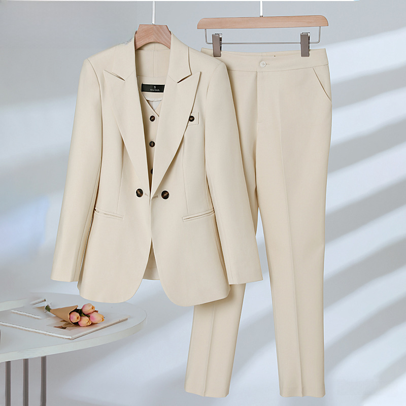 thumbnail image 1 of Traje profesional de manga larga para mujer, traje formal con pantalón, ropa de trabajo para entrevistas y ventas, otoño e invierno, 1 of 5