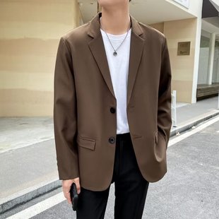 Casual suit men's all-matching ins trendy light mature suit jacket British Yupi top