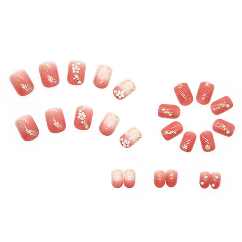 Long Island Ice Tea Manicure Short Thin Three-dimensional Embossed Camellia Small Fresh Manicure Pieces Wearable Manicure Finished Manicure Wholesale Nails
