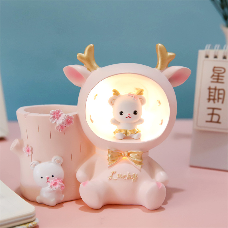 Creative Cute Bella Rabbit Pen Lamp Multi-functional Star Lamp Storage Pen Cage Children's Bedroom Desktop Decoration Ornaments