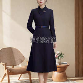 职业装毛呢外套女中长款羊毛大衣加厚气质售楼部工装珠宝店工作服
