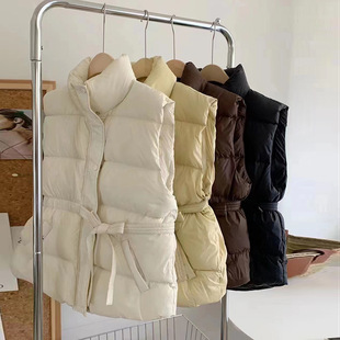 Cross-border Down Jacket Vest Women's Autumn and Winter New Lace-up Collar Sweet White Duck Down Waistcoat Lightweight Warm Waistcoat Fashionable