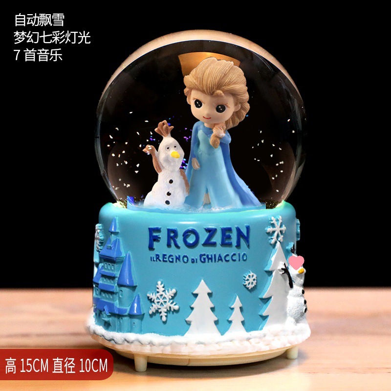 Navidad princesa bola de cristal copo de nieve caja de música caja de sonido de ocho niñas pequeños regalos de cumpleaños pequeños adornos