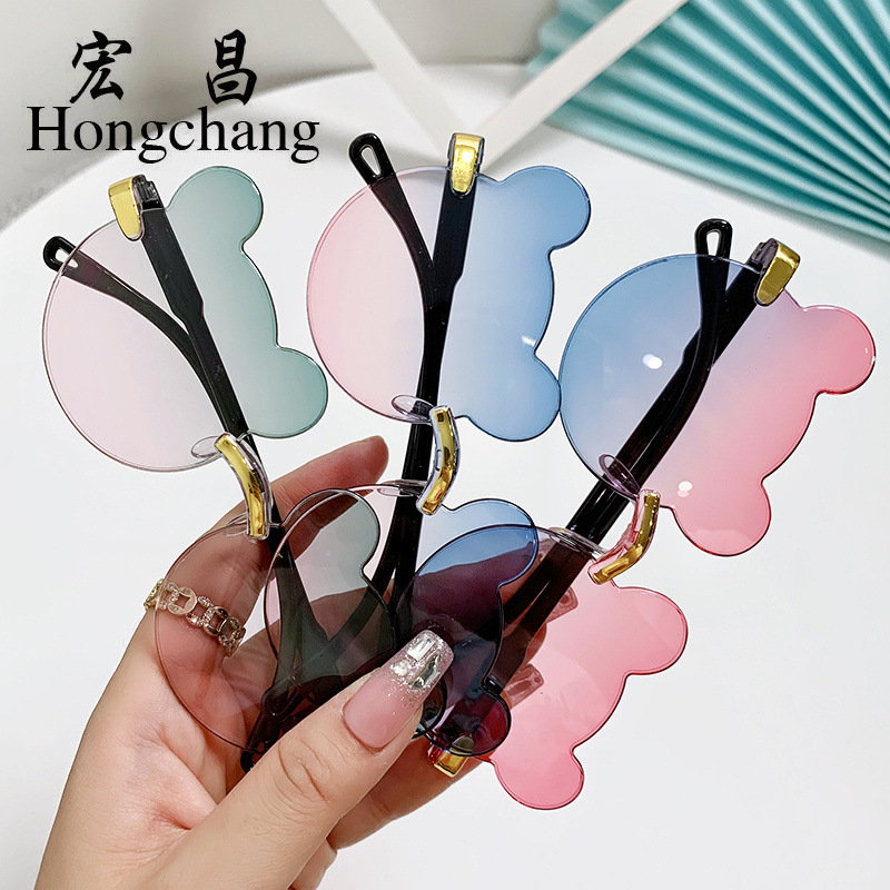 New Trend Kids Sunglasses Cute Fashion Bear Ears round Frame Glasses Transparent Kid's Cartoon Glasses