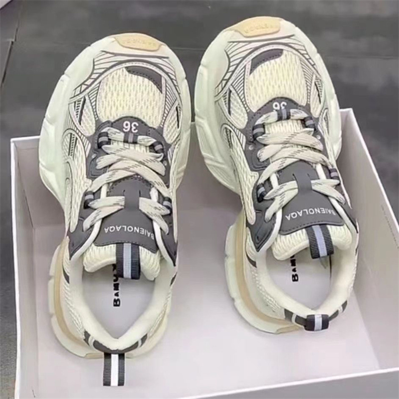 Paris Retro Dad Shoes for Women, Versatile 2025 Summer New Mesh Breathable Thick-Soled Street Casual Sports Shoes