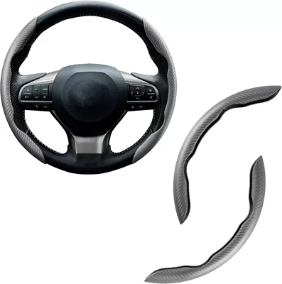 Cross-Border Car Steering Wheel Cover, Steering wheel cover - fiber-gray-2-pack-38cm-round