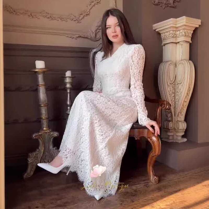 Amazon European and American Cross-Border 2026 Spring New Elegant and Graceful Long-Sleeve Lace Dress with a Waist-Cinching Design Amazon European and American Cross-Border 2026 Spring New Elegant and Graceful Long-Sleeve Lace Dress with a Waist-Cinching Design