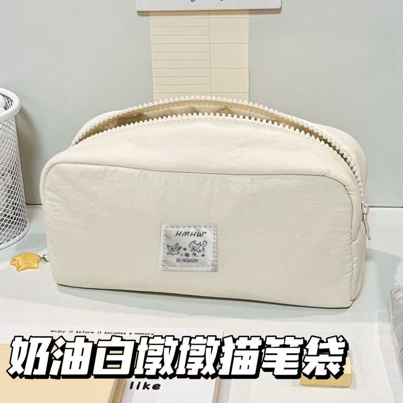 新款纯色猫咪笔袋ins高颜值大容量小学生铅笔袋可爱简约文具盒|undefined