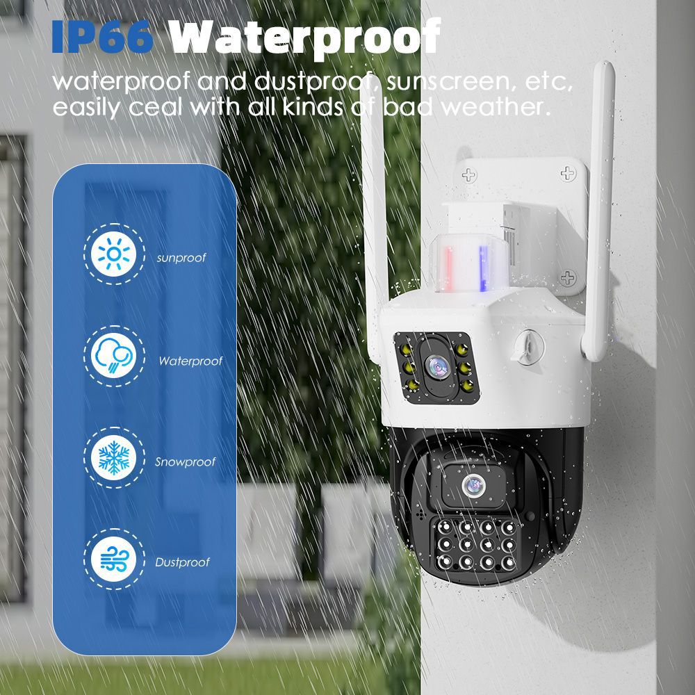 Cámara de vigilancia WiFi doméstica al aire libre HD Night Vision teléfono móvil remoto inteligente luz de alarma roja y azul fábrica inalámbrica