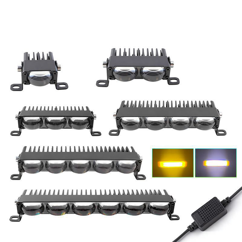 New motorcycle LED spotlight, white and yellow dual-color, ultra-thin car grille light, hidden grille spotlight, external light