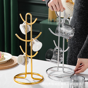 Cross-Border New Mug Holder Light Luxury Hotel Restaurant Wine Glass Holder Home Kitchen Iron Gold Water Cup Holder Wholesale