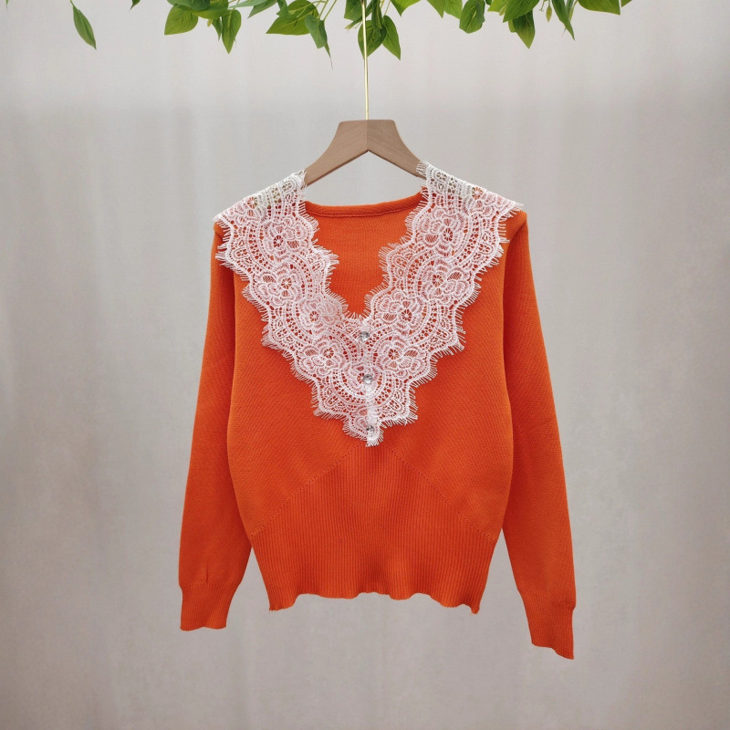Counter-Quality Zipper Contrast Color Stand-Up Collar Design Spliced Long-Sleeved Knitwear Slim-Fitting Short Slimming Look Women's Top