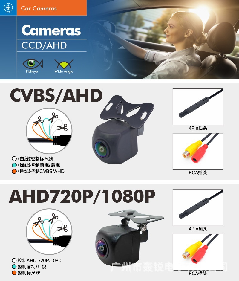 Cross-Border Wifi Wireless High-Definition Reversing Camera Ahd Car Camera Wireless Reversing Image