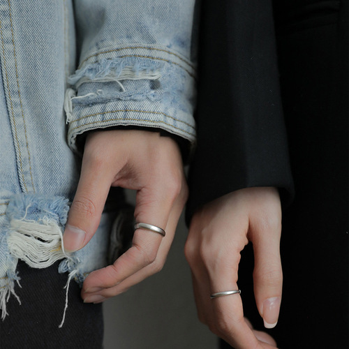 Retro Matte Sanding Plain Circle Ring for Women Couple's Matching Rings Adjustable Open Design,  New Arrival