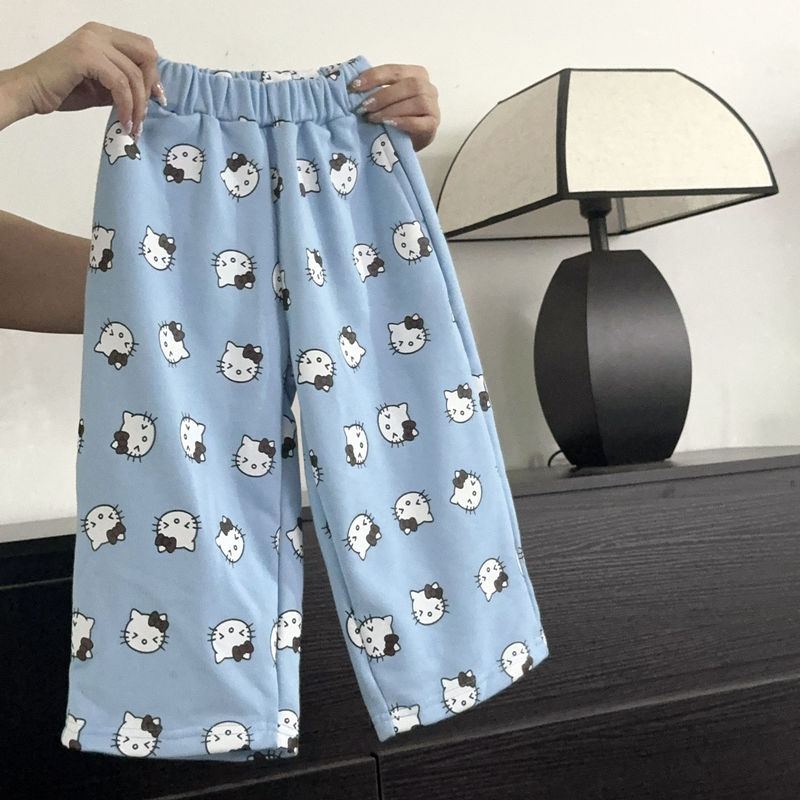 童装女童裤子秋装2025新款洋气儿童可爱kt猫直筒裤宝宝卡通休闲裤|undefined