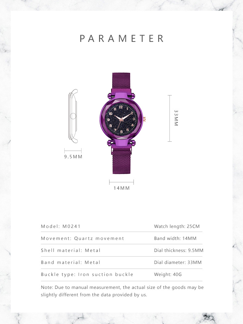 Einfacher Stil Sternenklarer Himmel Saugschnalle Quarz Uhr Frauen Uhren display picture 7