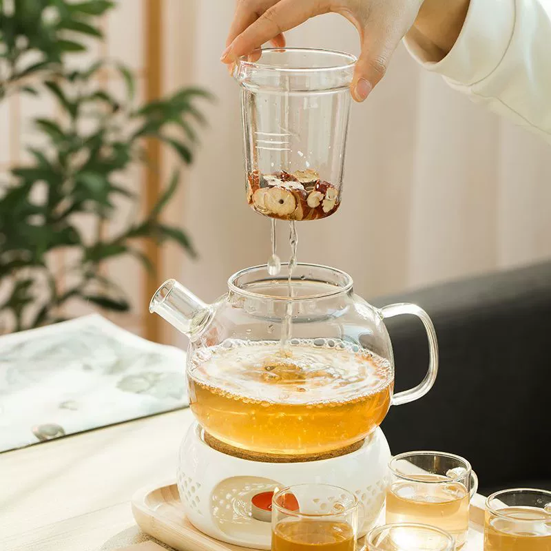 Нагреватель для чая, подставка для чайника, домашний цветочный чайник, стеклянный, термостойкий, утолщенный, набор для цветочного чая