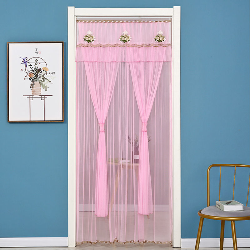 Cortina roja de boda de moda belleza hilo de encaje cortina de puerta dormitorio sala de estar simple cortina de partición a prueba de mosquitos