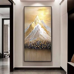 日照金山大芬村純手描き油絵ホテル玄関装飾画軽奢リビングルーム掛け絵風景画シンプル